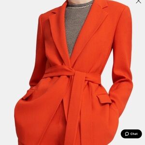 theory belted blazer orange Eco Rosina Crepe